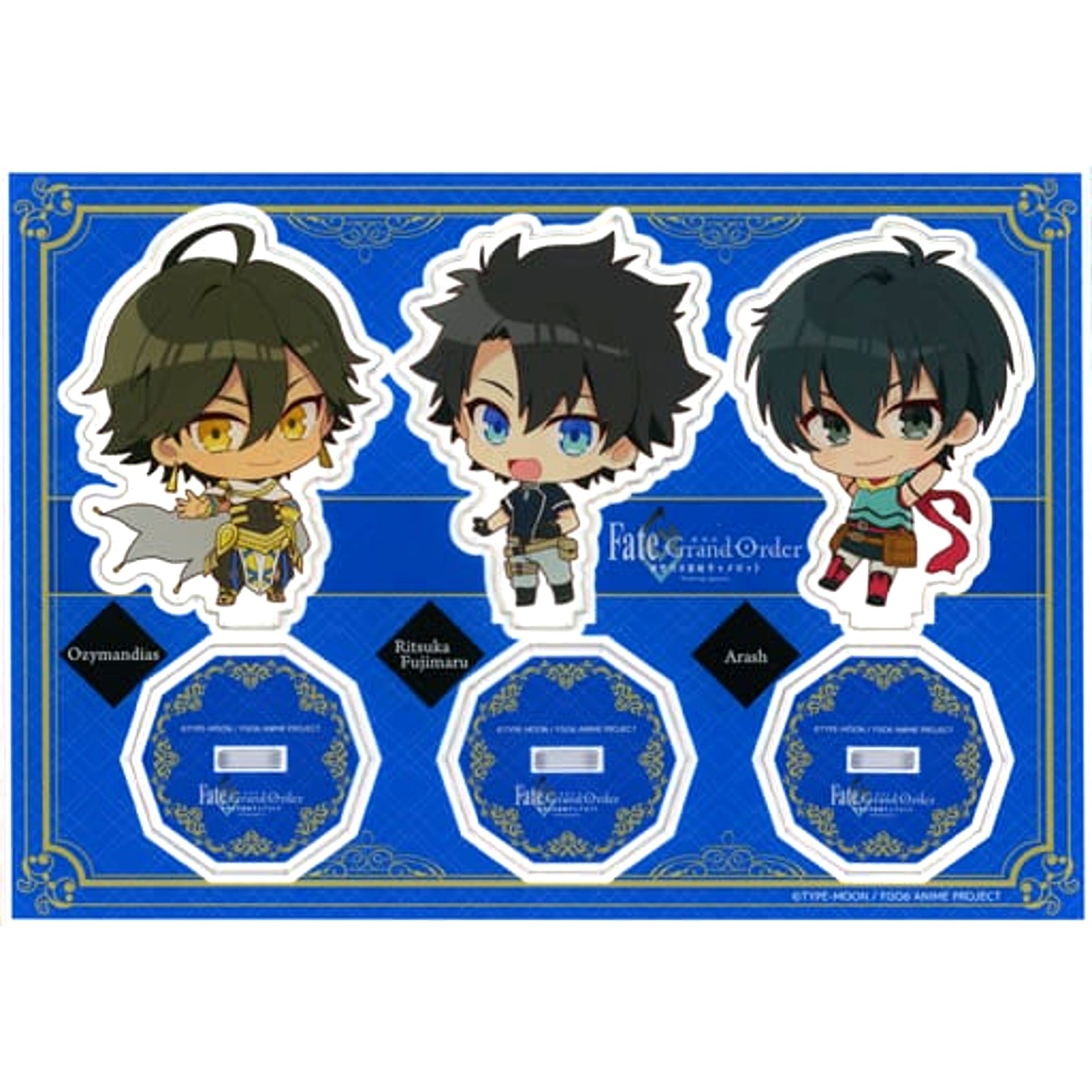 Ritsuka Fujimaru and Arash and Ozymandias Fate/Grand Order Camelot Wandering; Agateram Blu-ray Limited Edition Sofmap Animega Limited Set Bundle Bonus Original Mini Chara Acrylic Stand 3-Figure Set [USED]