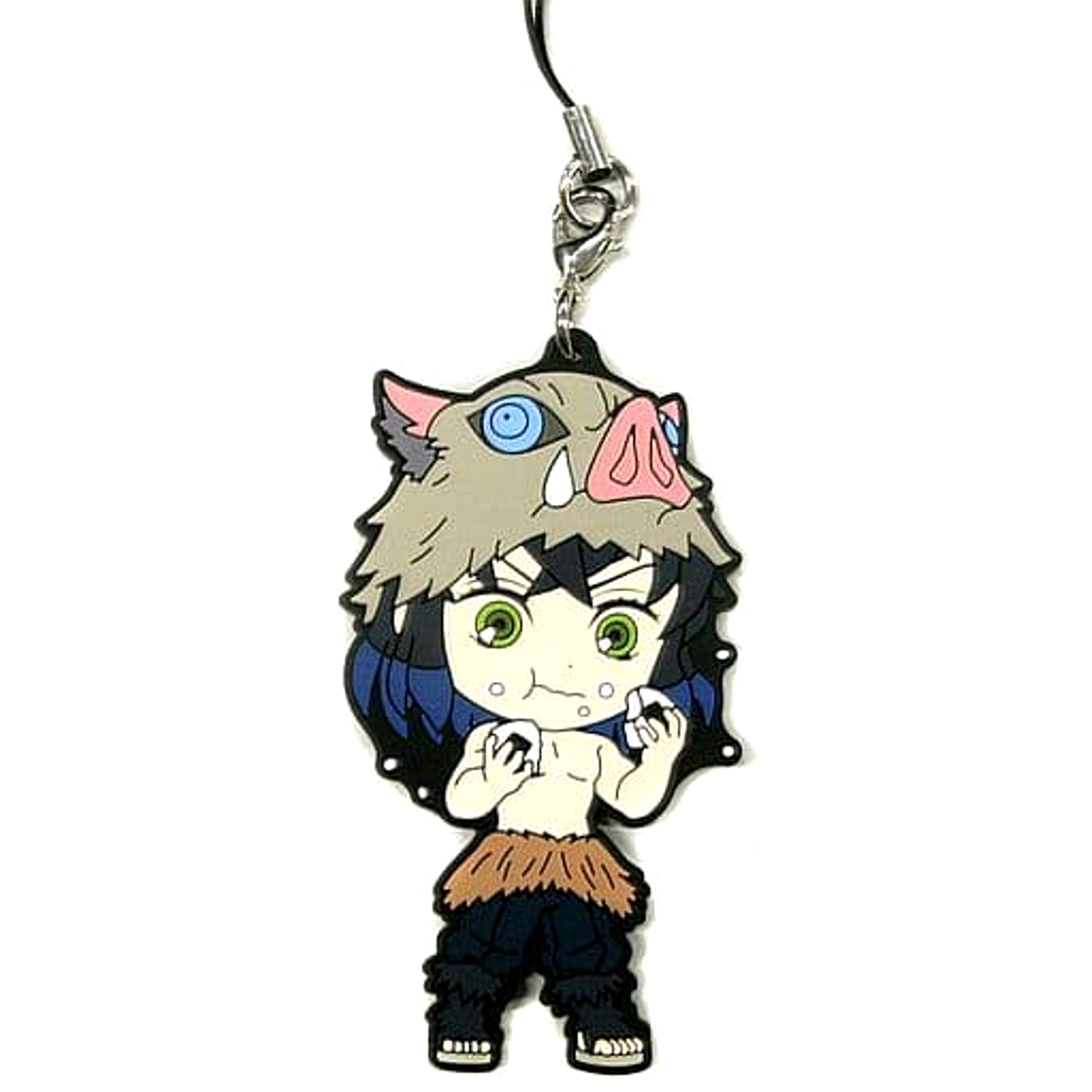 Demon Slayer: Kimetsu no Yaiba Inosuke Hashibira Ichiban Kuji Kisatsu no Kokorozashi Rubber Charm Taking a Break Ver. Kyunchara Illustrations Prize F Keychains [USED]