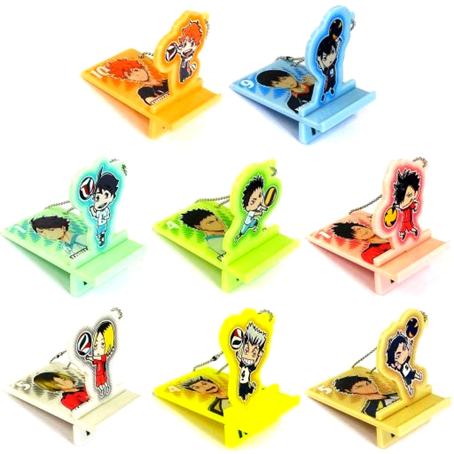 Set of 8 Haikyu!! x Asahi Soft Drinks Smartphone Stand Keychain Purchase Bonus [USED]