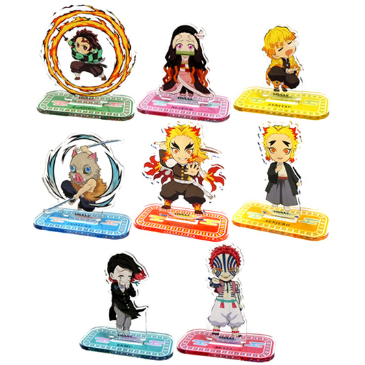 Set of 8 Demon Slayer: Kimetsu no Yaiba The Movie Mugen Train Random Acrylic Mascot [USED]