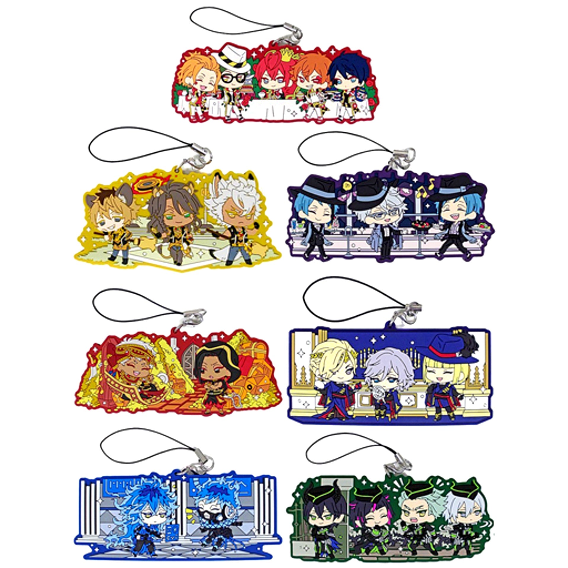 Set of 7 Disney Twisted-Wonderland Wachatto! Rubber Strap Collection [USED]