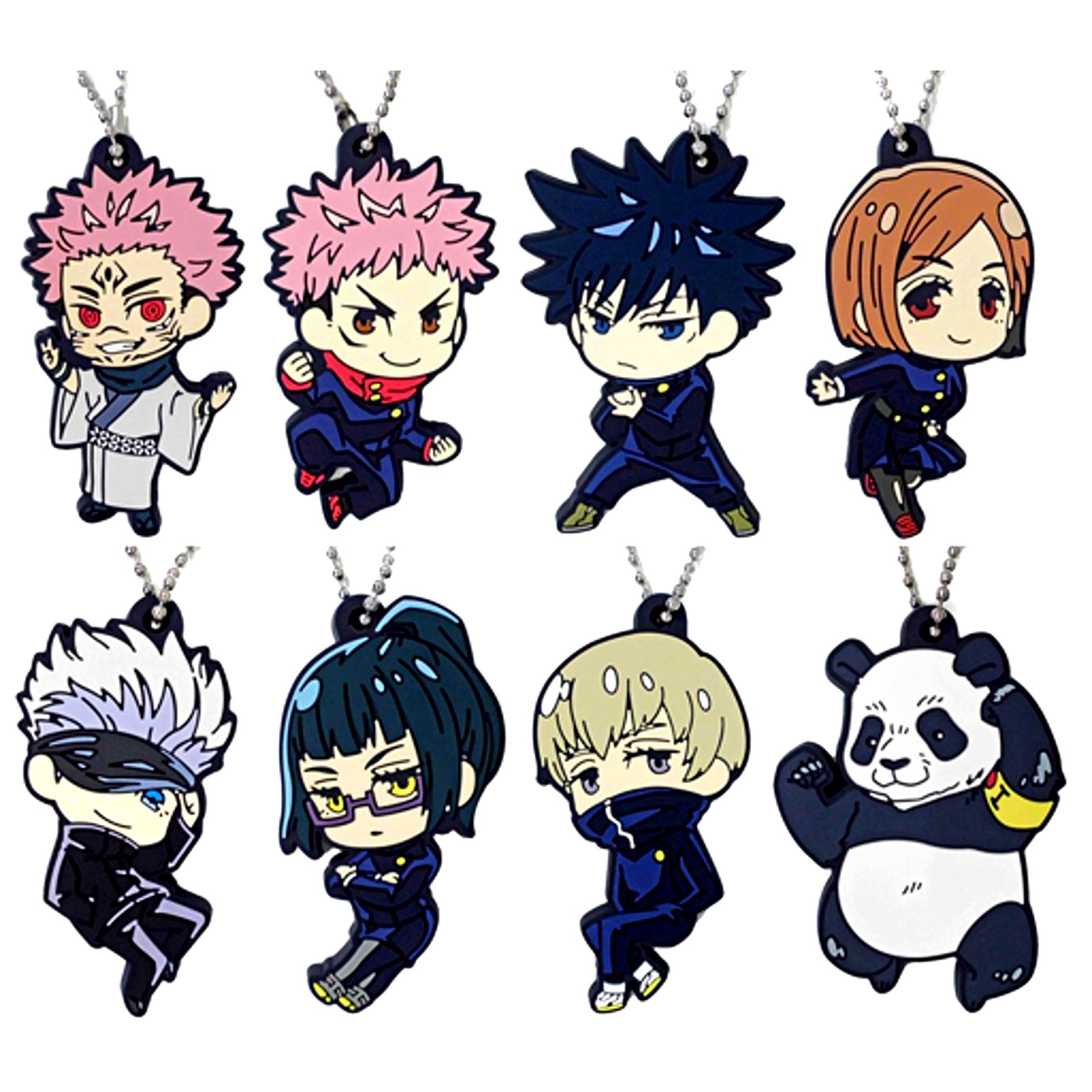 Set of 8 Jujutsu Kaisen Deforme Rubber! Keychain [USED]