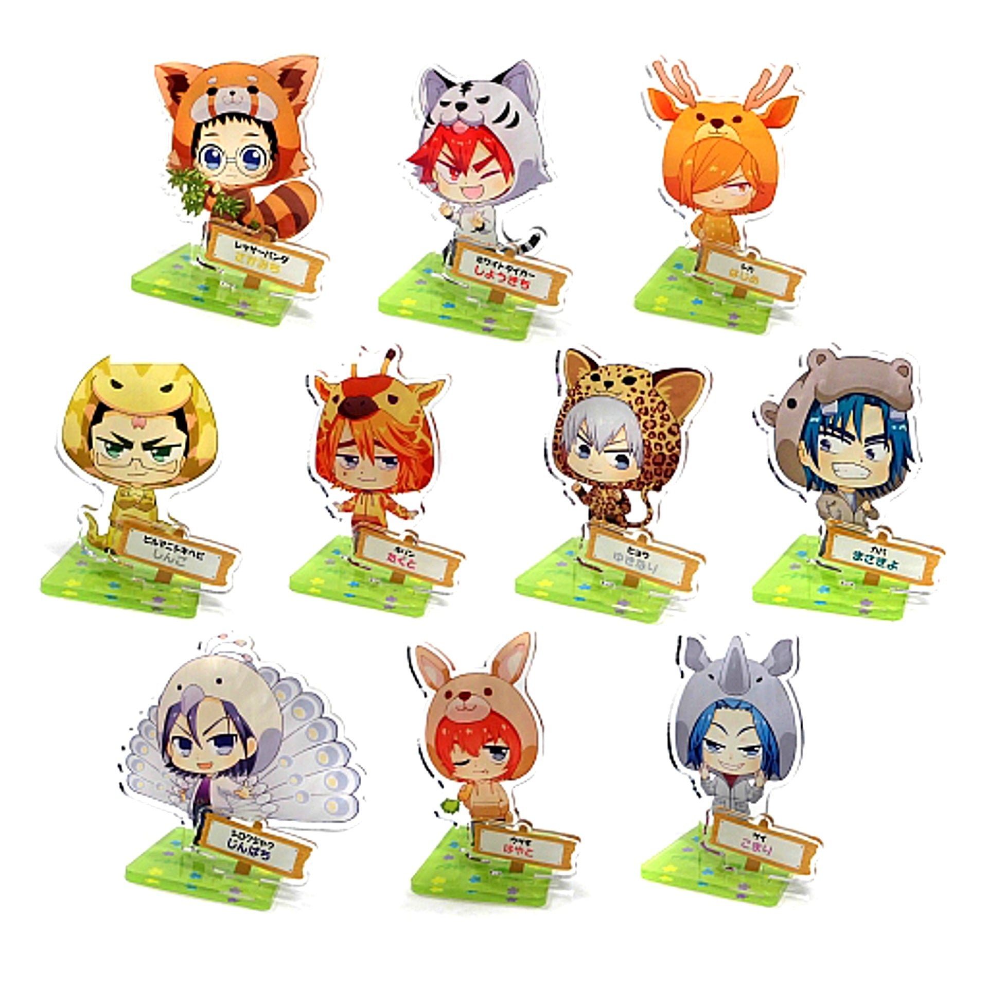 Set of 10 Yowamushi Pedal GLORY LINE Tobu Zoo Collabo Chibi Vol.2 Trading Acrylic Stand Ver.A [USED]