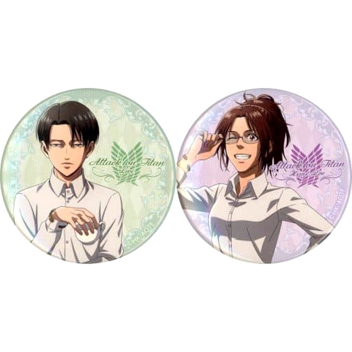 Attack on Titan Levi Ackerman Hange Zoe Can Badge Set Buttons [USED]