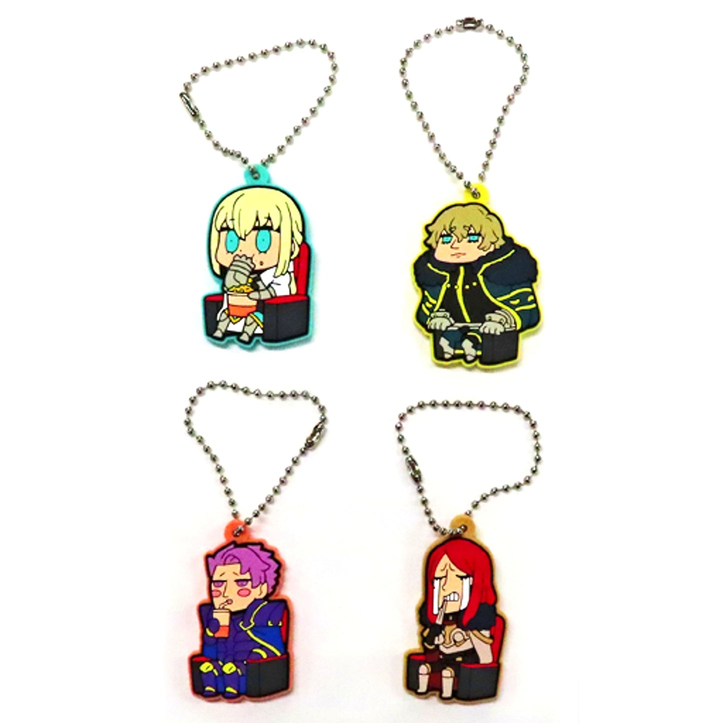 Set of 4 Fate/Grand Order Divine Realm of the Round Table Camelot Paladin; Agateram Riyo Drawn Rubber Strap Vol.1 Visitor Bonus 3rd Week [USED]