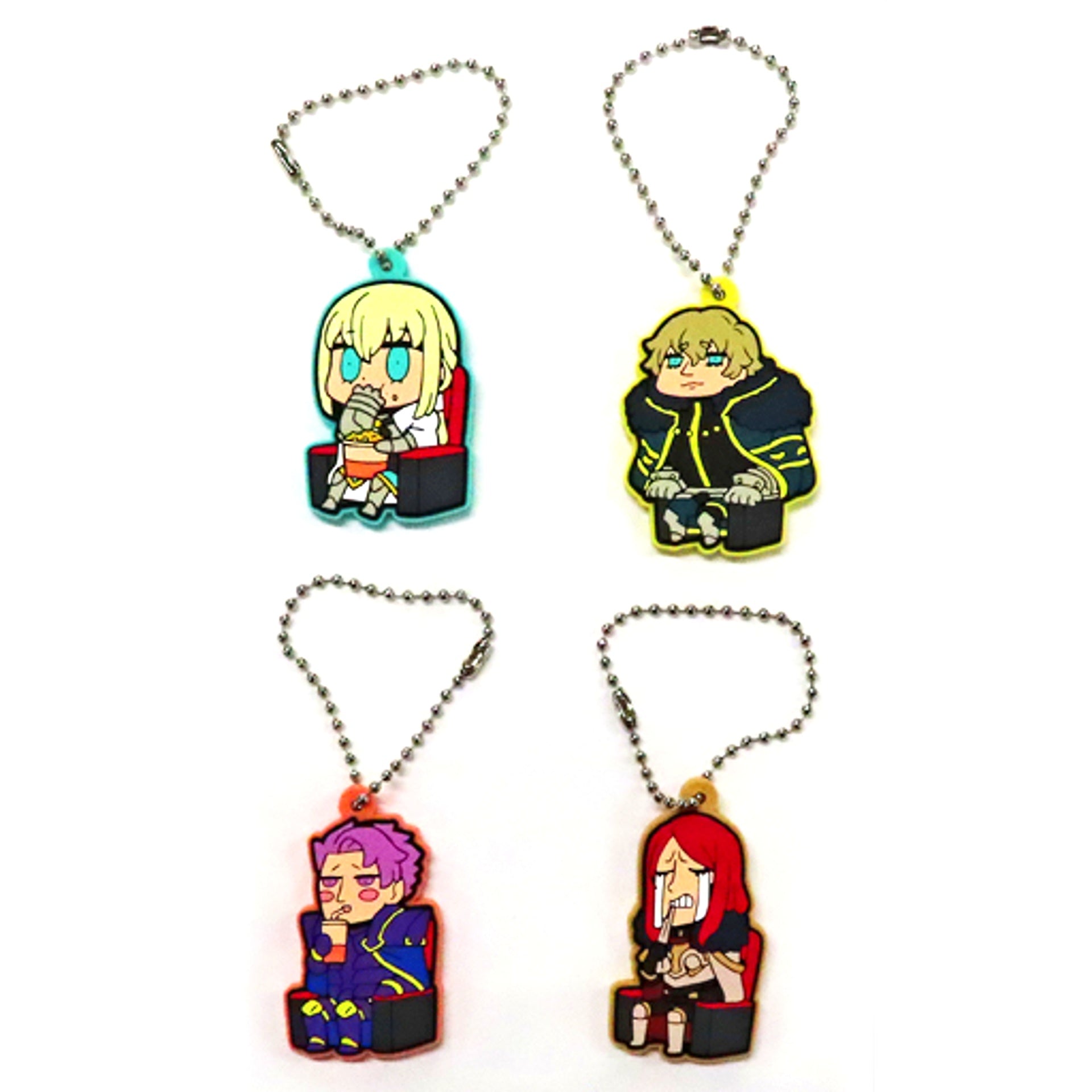 Set of 4 Fate/Grand Order Divine Realm of the Round Table Camelot Paladin; Agateram Riyo Drawn Rubber Strap Vol.1 Visitor Bonus 3rd Week [USED]