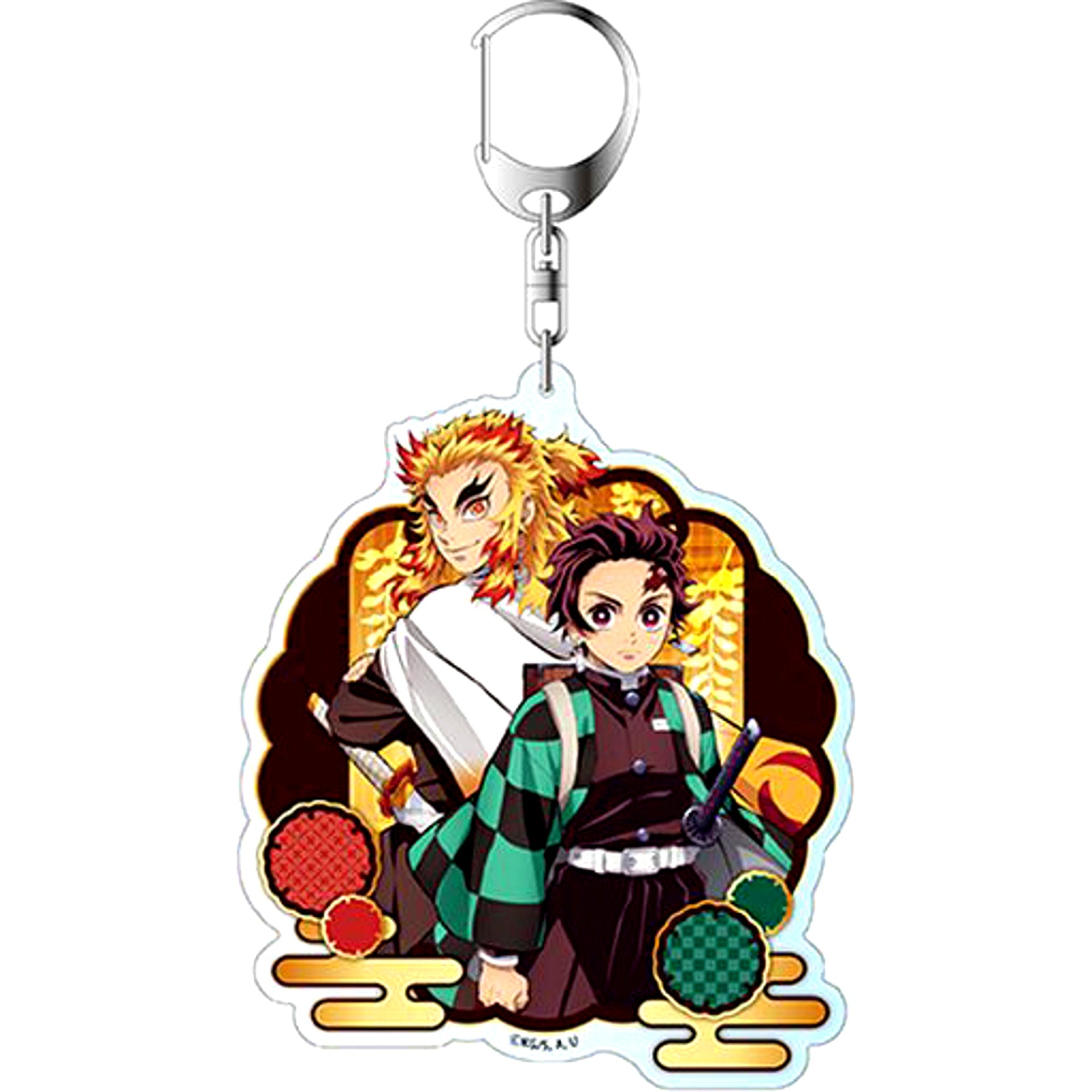 Tanjiro Kamado & Kyojuro Rengoku Demon Slayer Kimetsu no Yaiba Deka Keychain [USED]