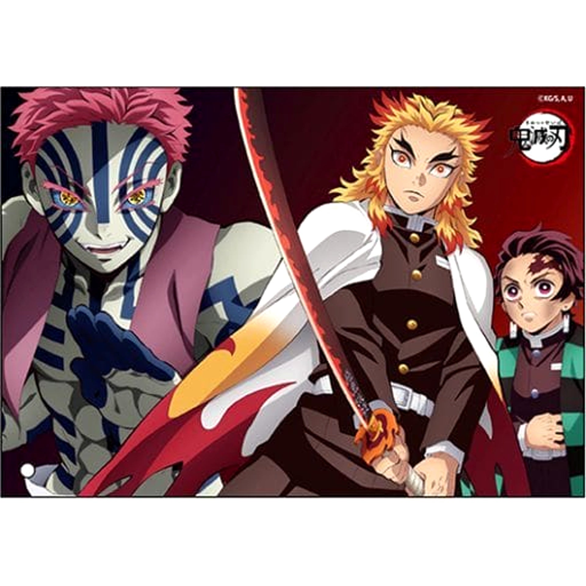 Demon Slayer: Kimetsu no Yaiba Tanjiro Kamado & Kyojuro Rengoku & Akaza Mini Acrylic Art Acrylic Stands [USED]