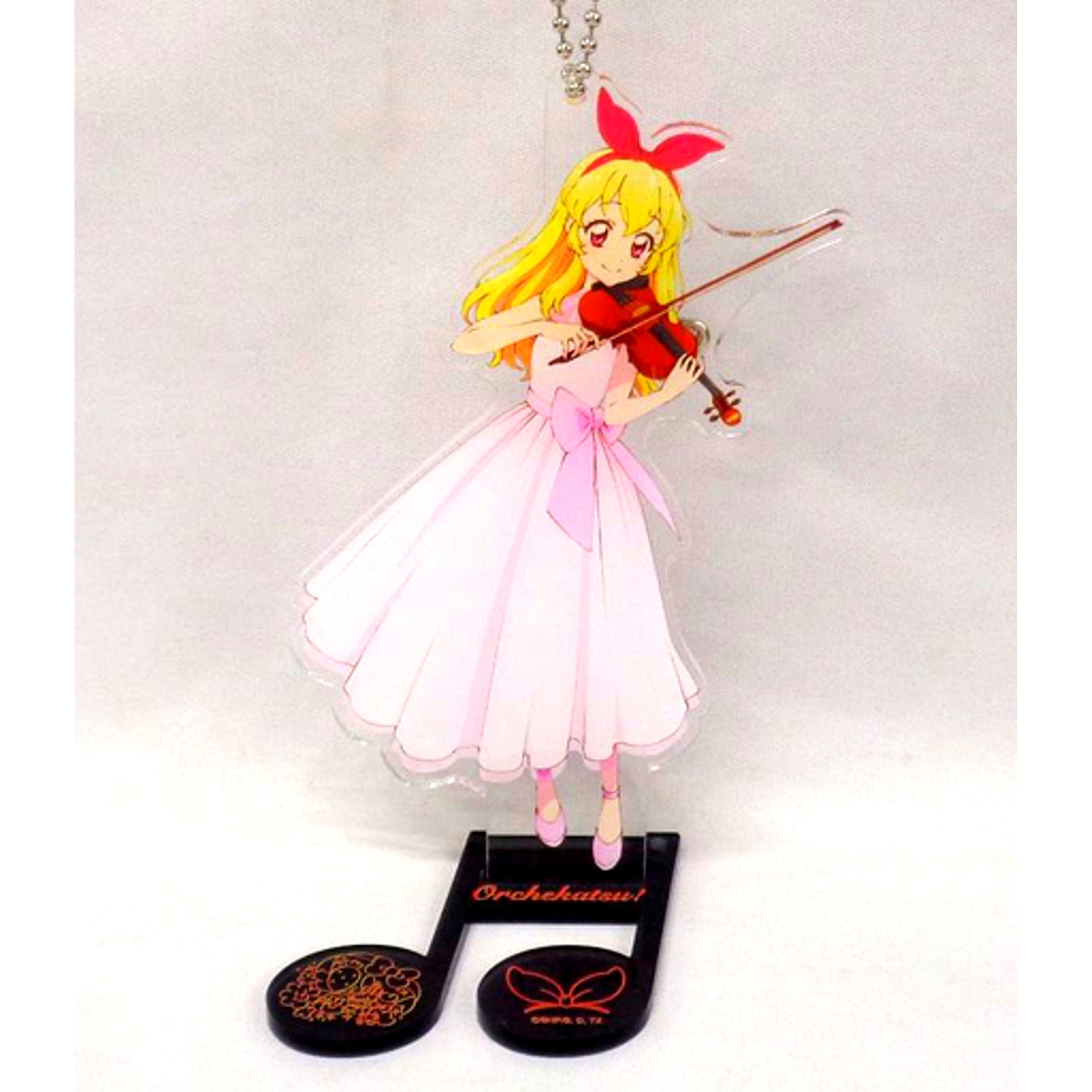 Ichigo Hoshimiya Acrylic Button Stand Keychain Aikatsu! Series Orchestra Concert Okekatsu! [USED]