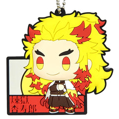 Demon Slayer: Kimetsu no Yaiba Kyojuro Rengoku Ichiban Kuji Reimei ni Yaiba o Mote Pukutto Rubber Mascot Chokonokko Prize G Keychains [USED]