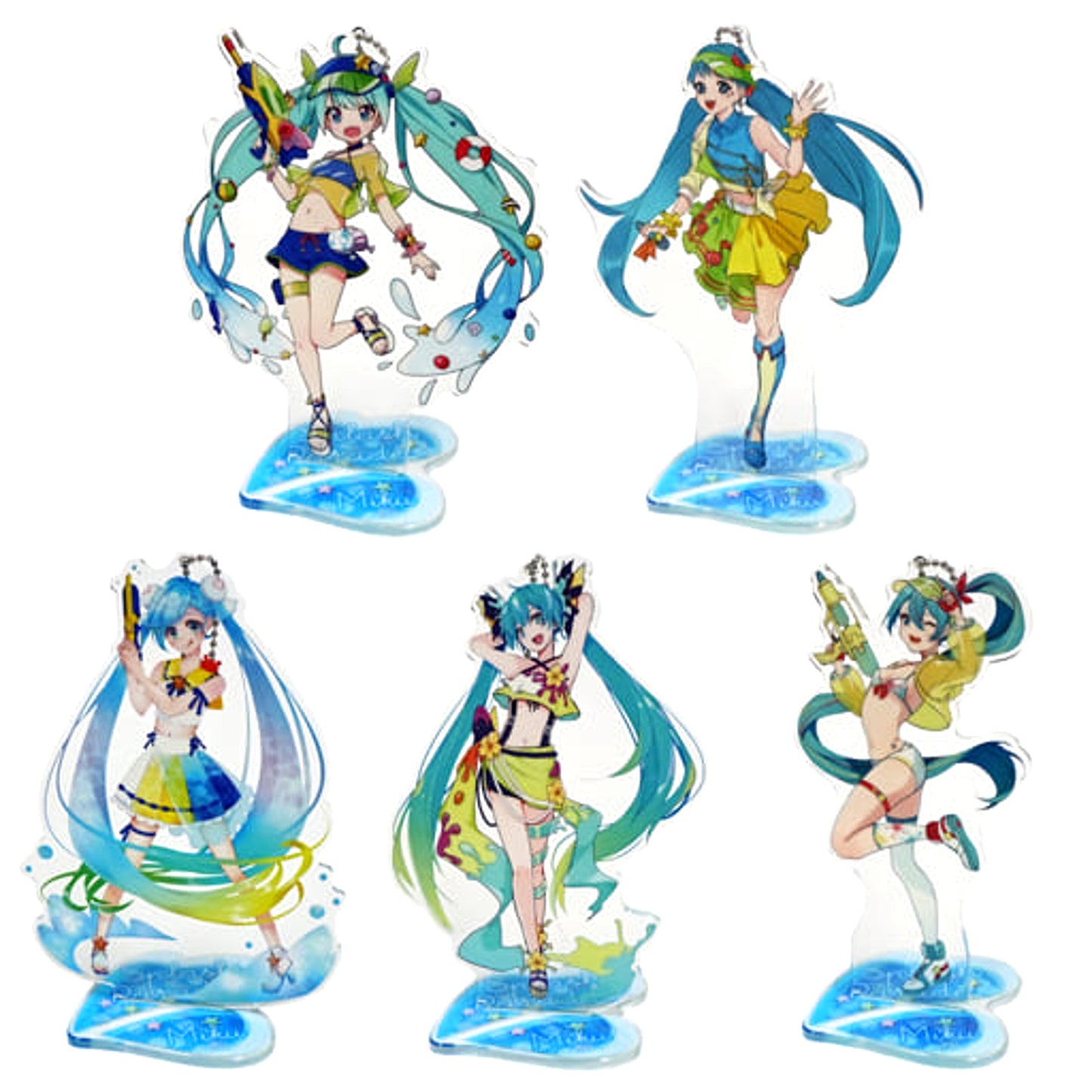 VOCALOID Hatsune Miku & Others Big Clear Keychain with Stand Hatsune Miku: Splash Parade All 5 Types Set Keychains [USED]