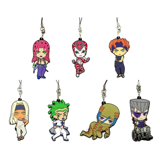 JoJo's Bizarre Adventure Part 5: Golden Wind Diavolo & Others Rubber Strap Collection Vol.4 All 7 Types Set Keychains [USED]