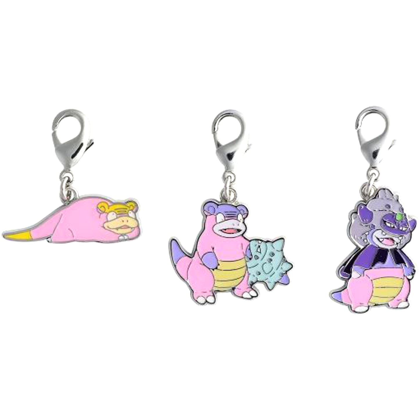 Set of 3 Galarian Slowpoke Slowbro Slowking Pokemon National Pokedex Metal Charm Pokemon Center Limited [USED]