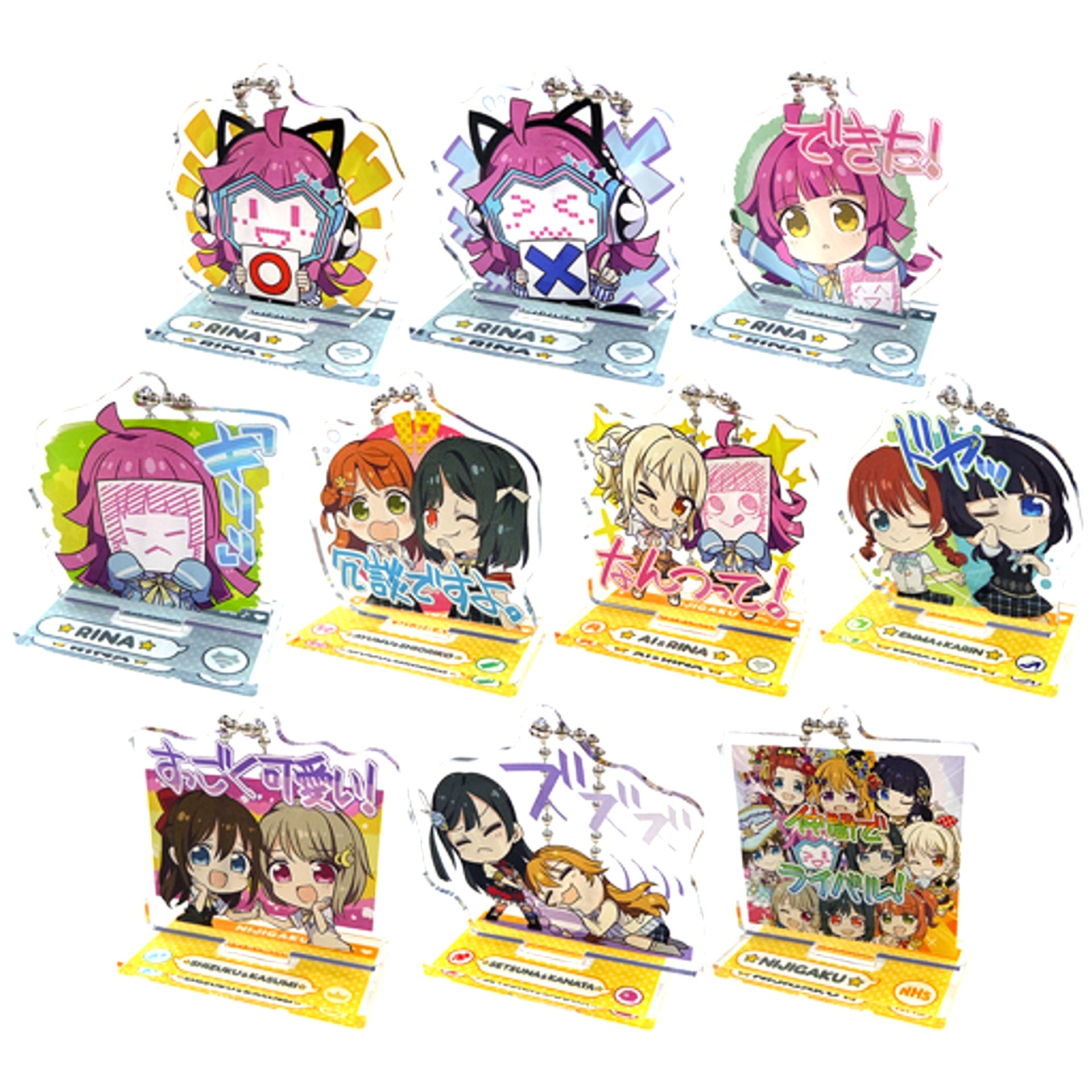 Set of 10 Sega Collabo Cafe Love Live! Superstar!! Deformed Acrylic Keychain with Stand Nijigaku Deformed 2 [USED]