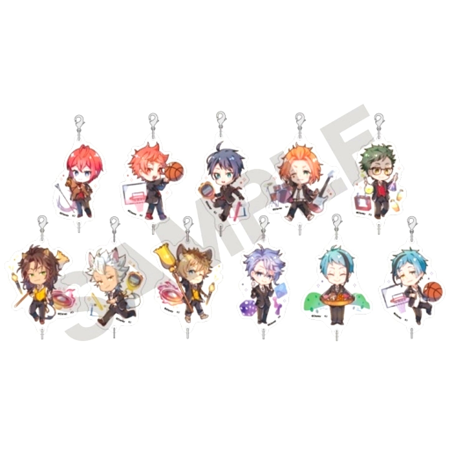 Set of 11 Disney Twisted-Wonderland Trading Acrylic Keychain vol.1 Charactive [USED]