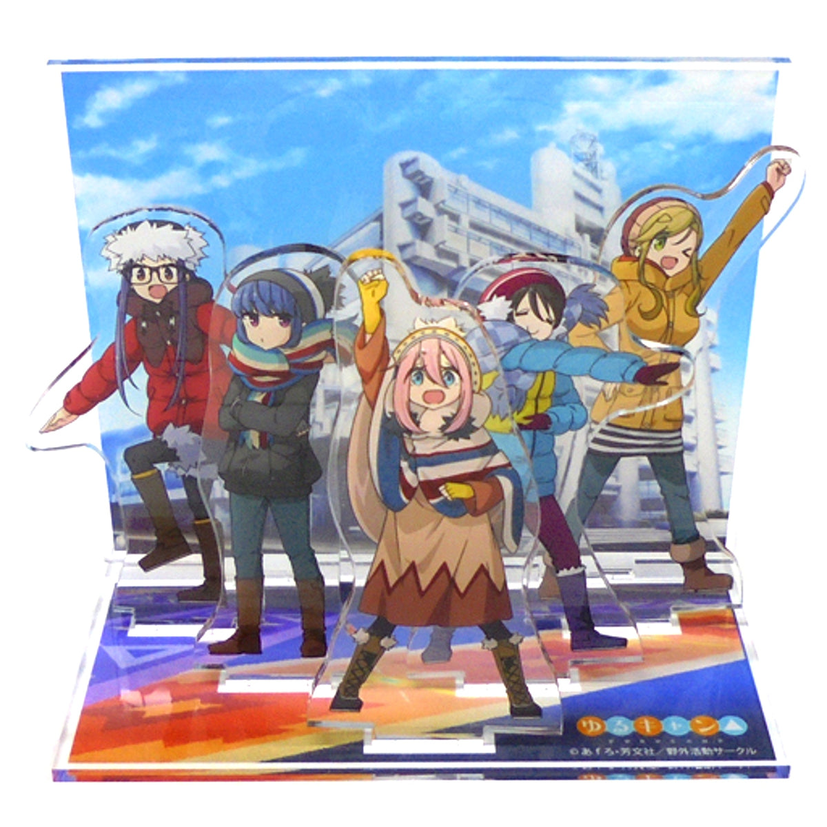 Group Laid-Back Camp Acrylic Diorama Stand Yamanashi Broadcasting System Event Limited [USED]