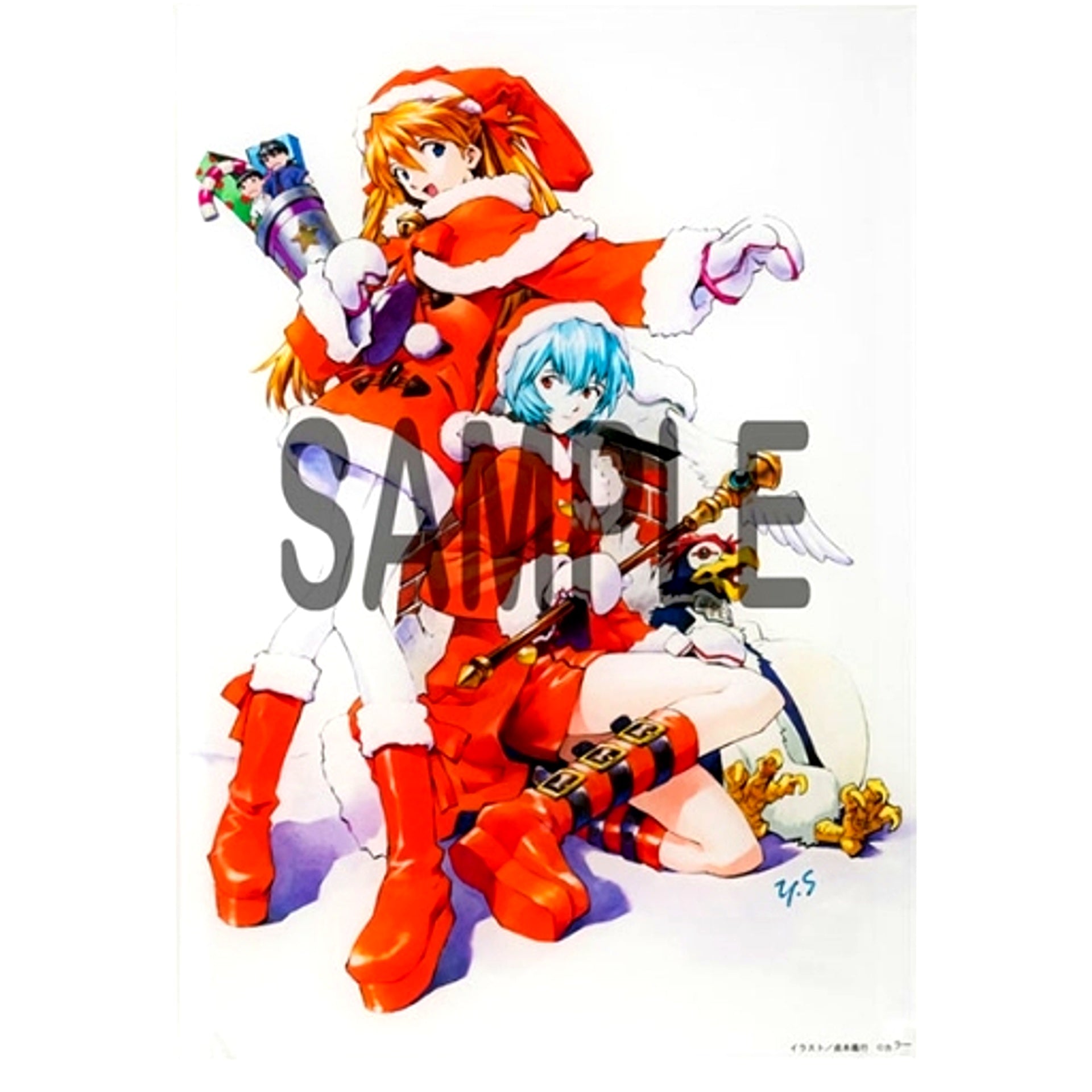 Rei and Asuka Santa Yoshiyuki Sadamoto Acrylic Art Board Neon Genesis Evangelion Type A [USED]