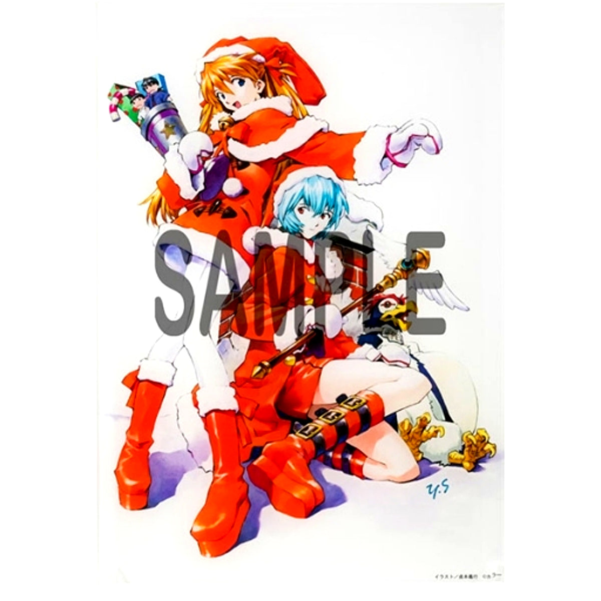 Rei and Asuka Santa Yoshiyuki Sadamoto Acrylic Art Board Neon Genesis Evangelion Type A [USED]