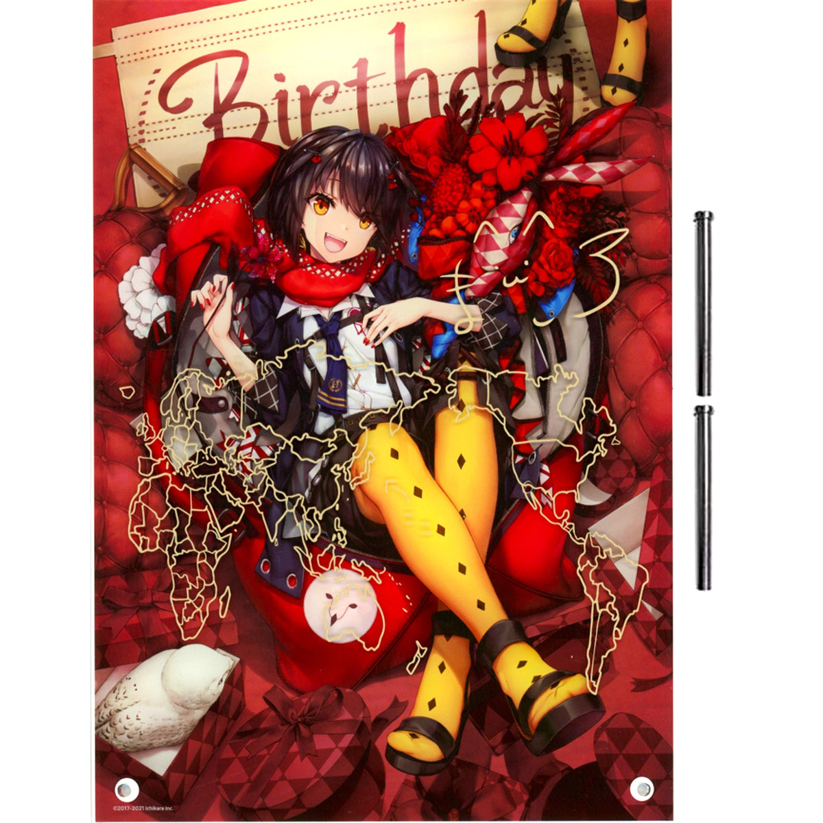 Single Mashiro with Printed Autograph & Message Virtual YouTuber Nijisanji Birthday 2021 Acrylic Panel [USED]