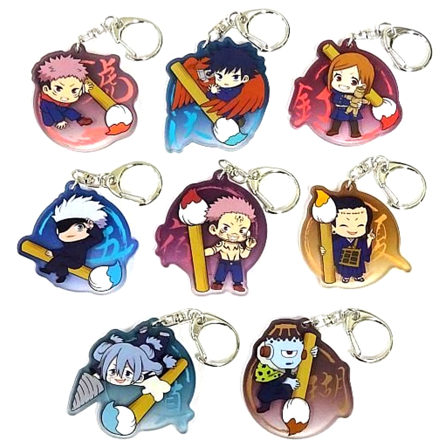 Set of 8 Jujutsu Kaisen Fudemame Acrylic Keychain Dark [USED]