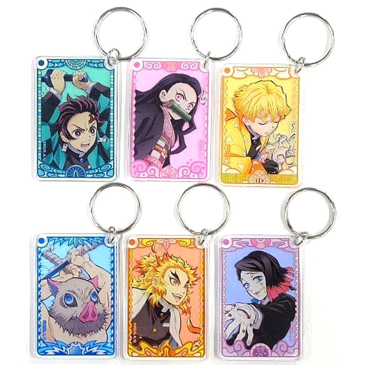 Demon Slayer: Kimetsu no Yaiba Tanjiro Kamado & Others Muten Kura Sushi 2021 Exclusive Present Campaign Privilege 3rd All 6 Types Set Keychains [USED]