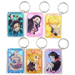 Demon Slayer: Kimetsu no Yaiba Tanjiro Kamado & Others Muten Kura Sushi 2021 Exclusive Present Campaign Privilege 3rd All 6 Types Set Keychains [USED]