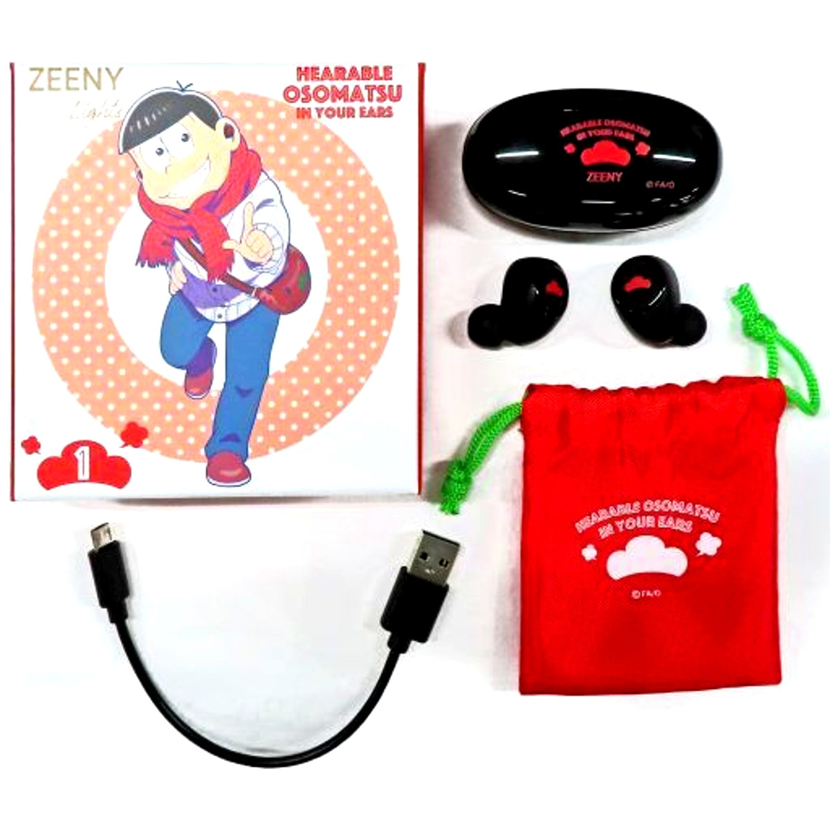 Osomatsu Hearable Device Voice Full Wireless Earphones ZEENY Lights Osomatsu-san [USED]