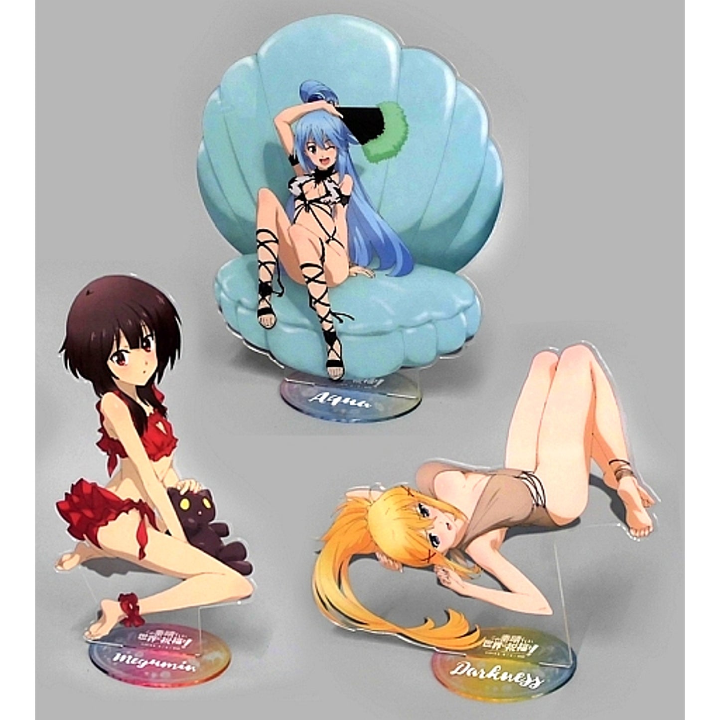Set of 3 BIG Acrylic Stand Ataritsuki Random HIT Kuji! KonoSuba: God's Blessing on this Wonderful World! Atari Prize [USED]