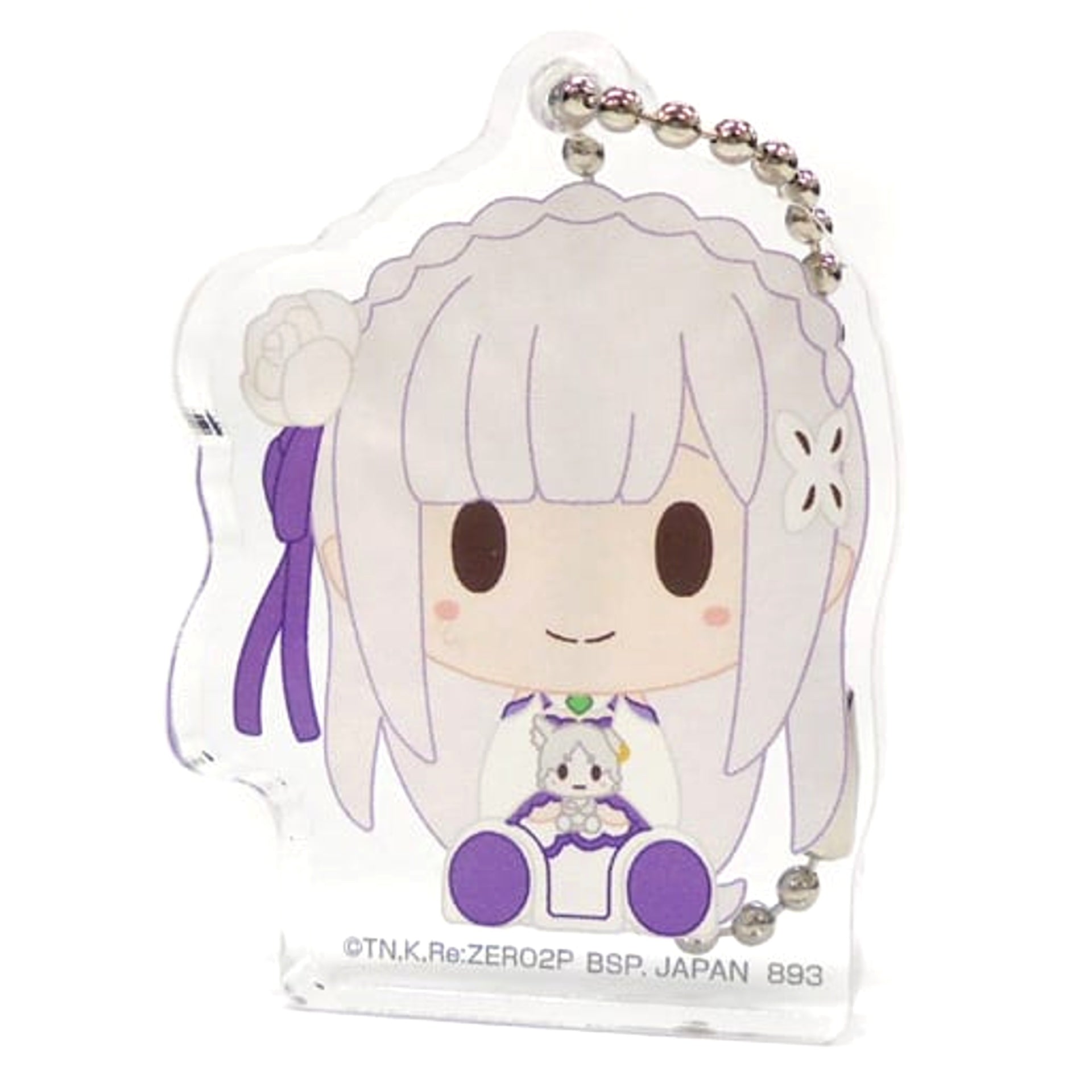 Re:ZERO -Starting Life in Another World- Emilia Closed Mouth Ichiban Kuji May the Spirit Bless You Chokonokko Acritz Key Ring Prize F Keychains [USED]