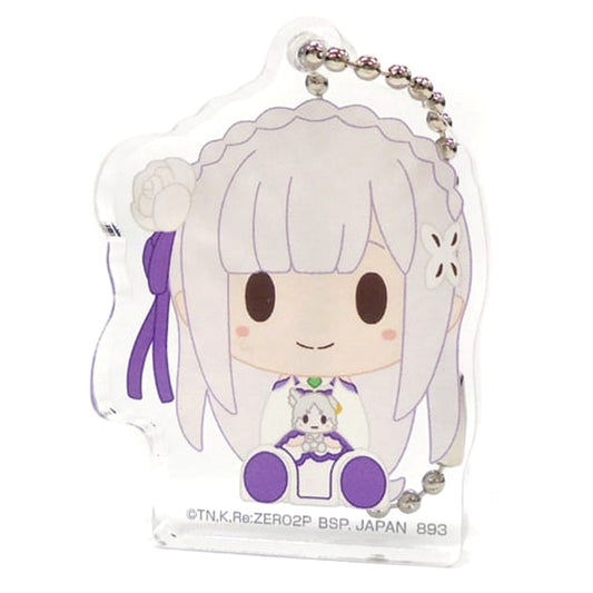 Re:ZERO -Starting Life in Another World- Emilia Closed Mouth Ichiban Kuji May the Spirit Bless You Chokonokko Acritz Key Ring Prize F Keychains [USED]