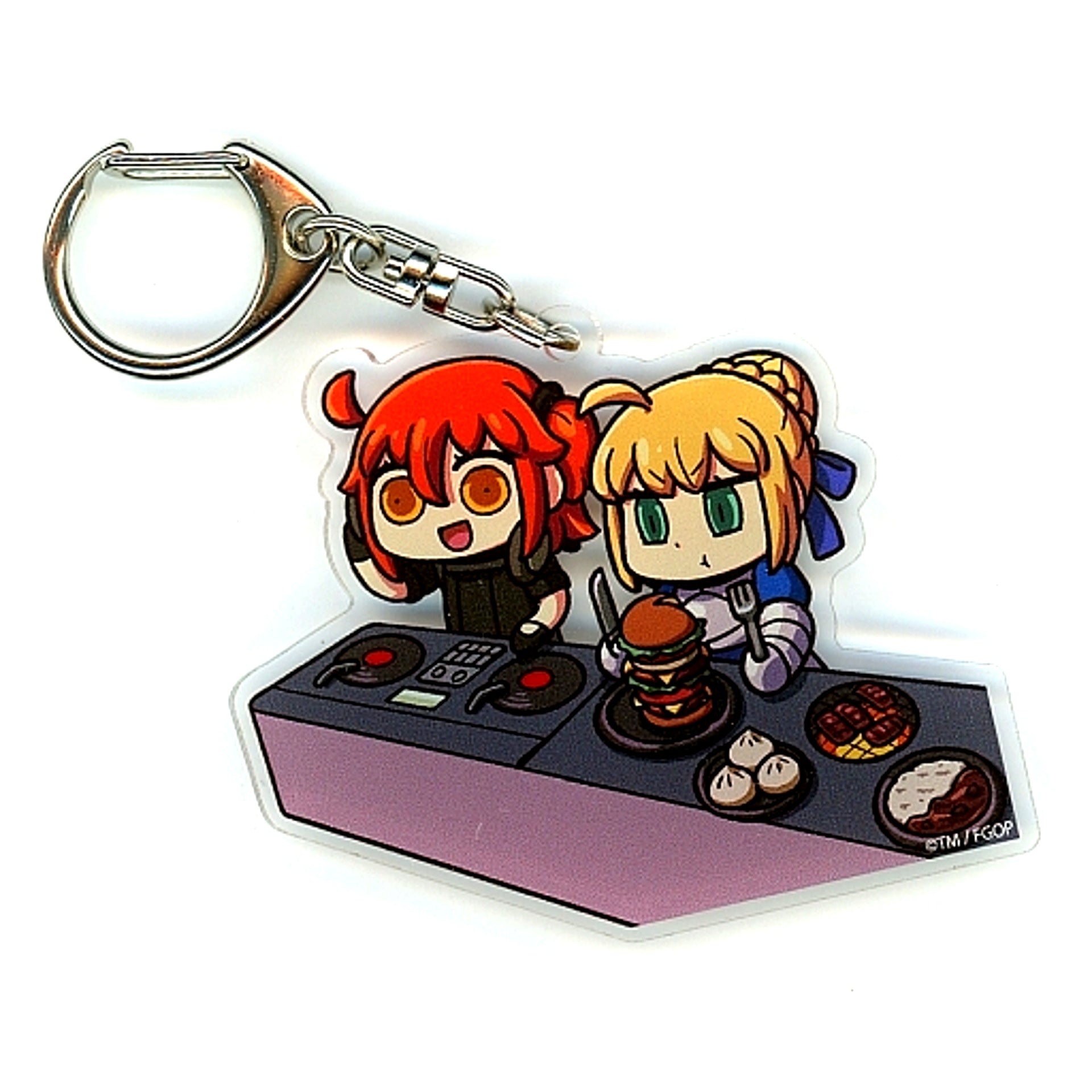 Female Protagonist & Saber Artoria Pendragon DJ & Meal Fate/Grand Order Program Concept Art Acrylic Keychain Riyo Fes. 2021 6th Anniv [USED]
