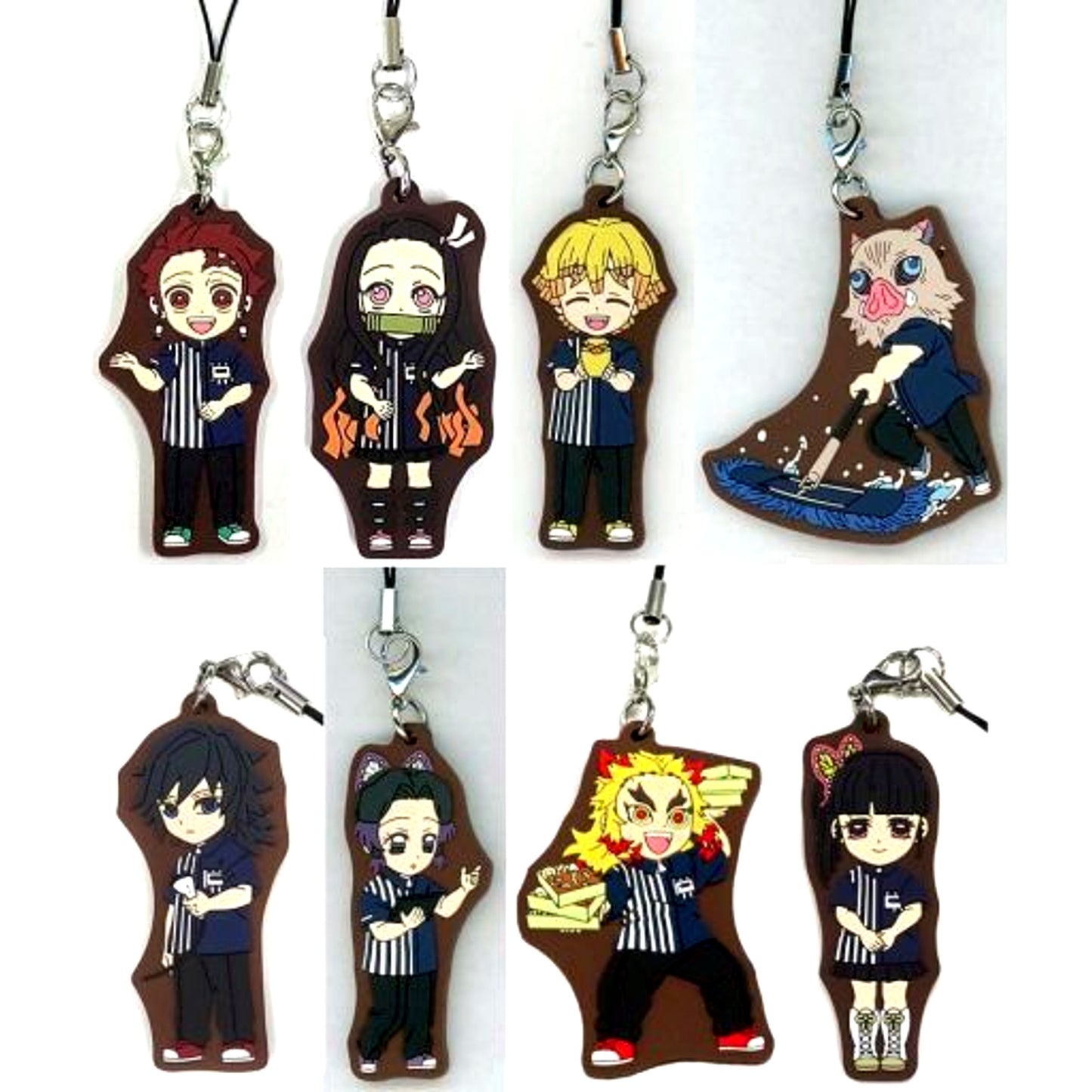 Set of 8 Demon Slayer Kimetsu no Yaiba x Lawson Rubber Strap Lawson Uniform [USED]
