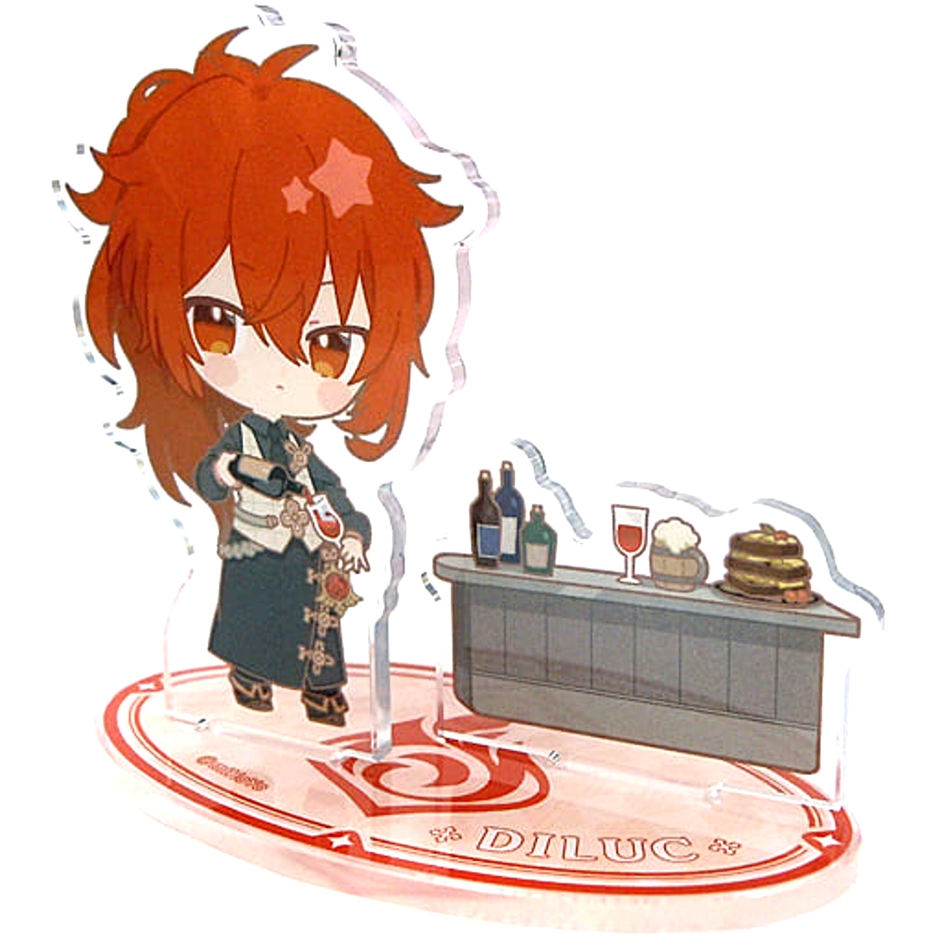 Diluc Genshin Impact Sweets Paradise Soyokaze no Kyoen Chibi Trading Acrylic Stand [USED]