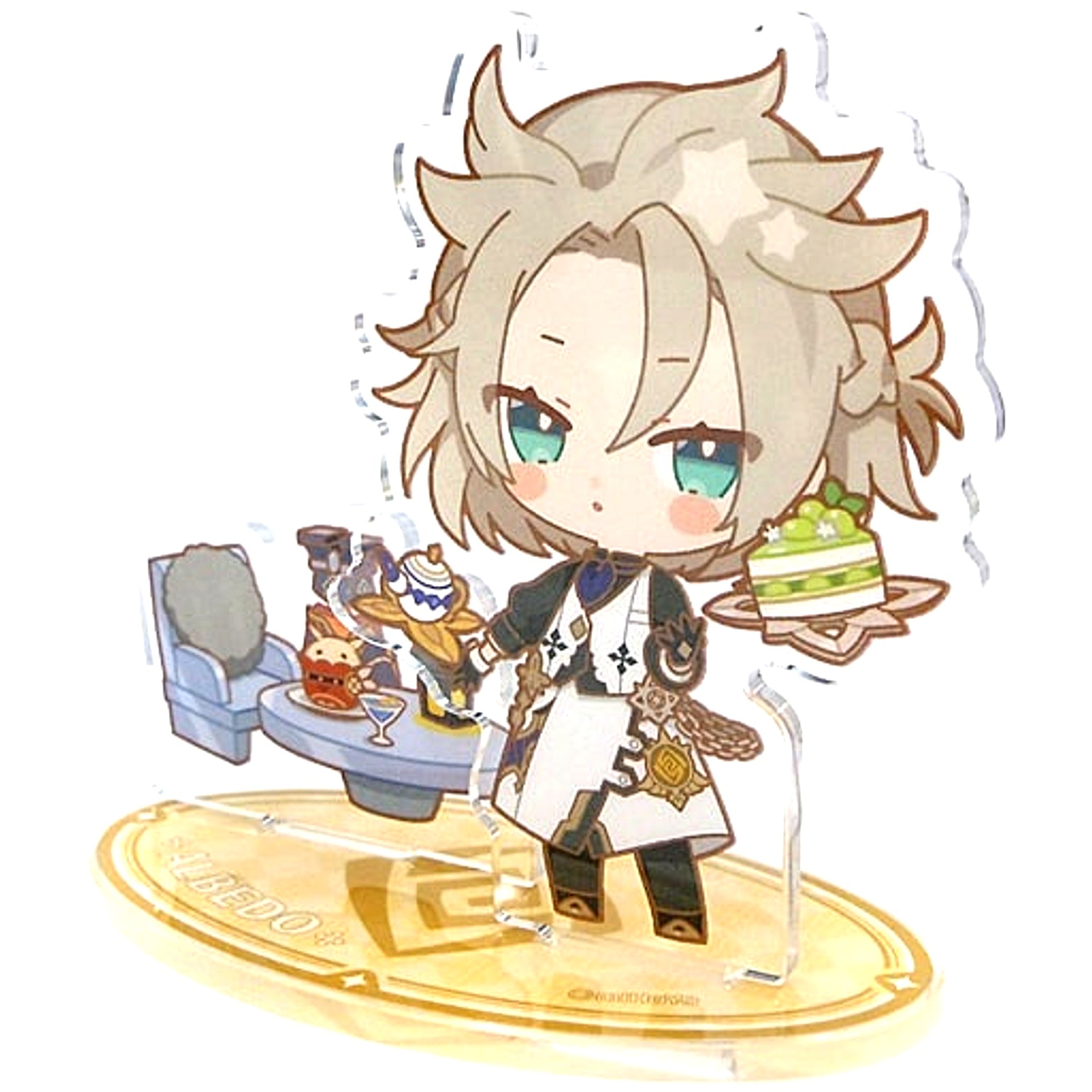 Albedo Genshin Impact x SWEETS PARADISE Feast of the Breeze Chibi Character Trading Acrylic Stand [USED]