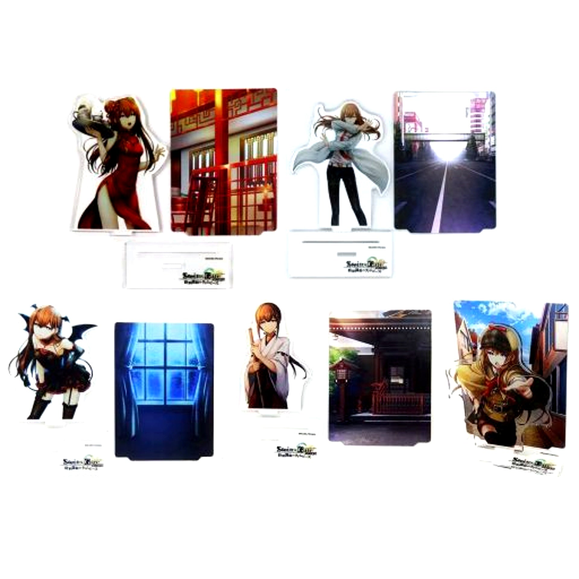 Set of 5 Acrylic Stand with Background STEINS:GATE ALARM WEB Kuji Time Harmony Timepiece C Prize [USED]