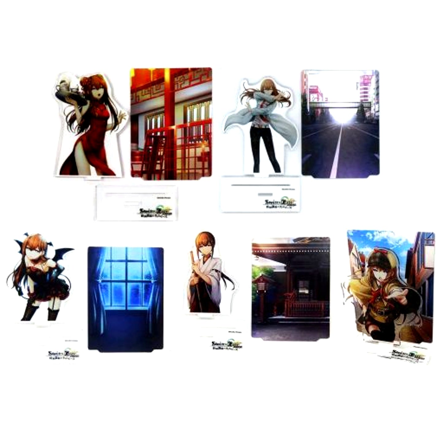 Set of 5 Acrylic Stand with Background STEINS:GATE ALARM WEB Kuji Time Harmony Timepiece C Prize [USED]