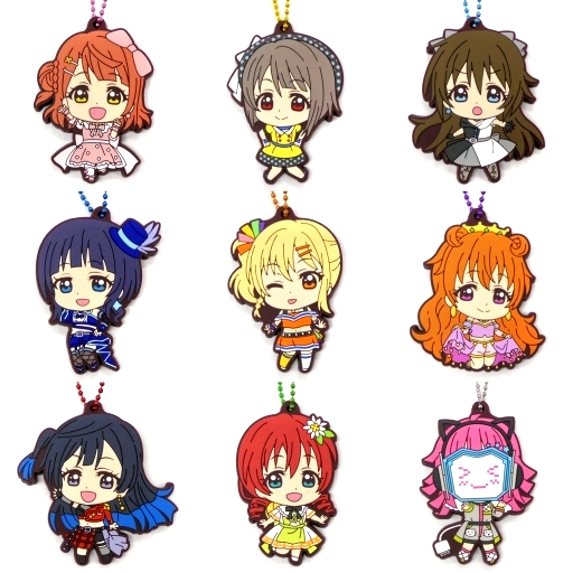 Set of 9 Love Live! Nijigasaki High School Idol Club Capsule Rubber Mascot 05 [USED]