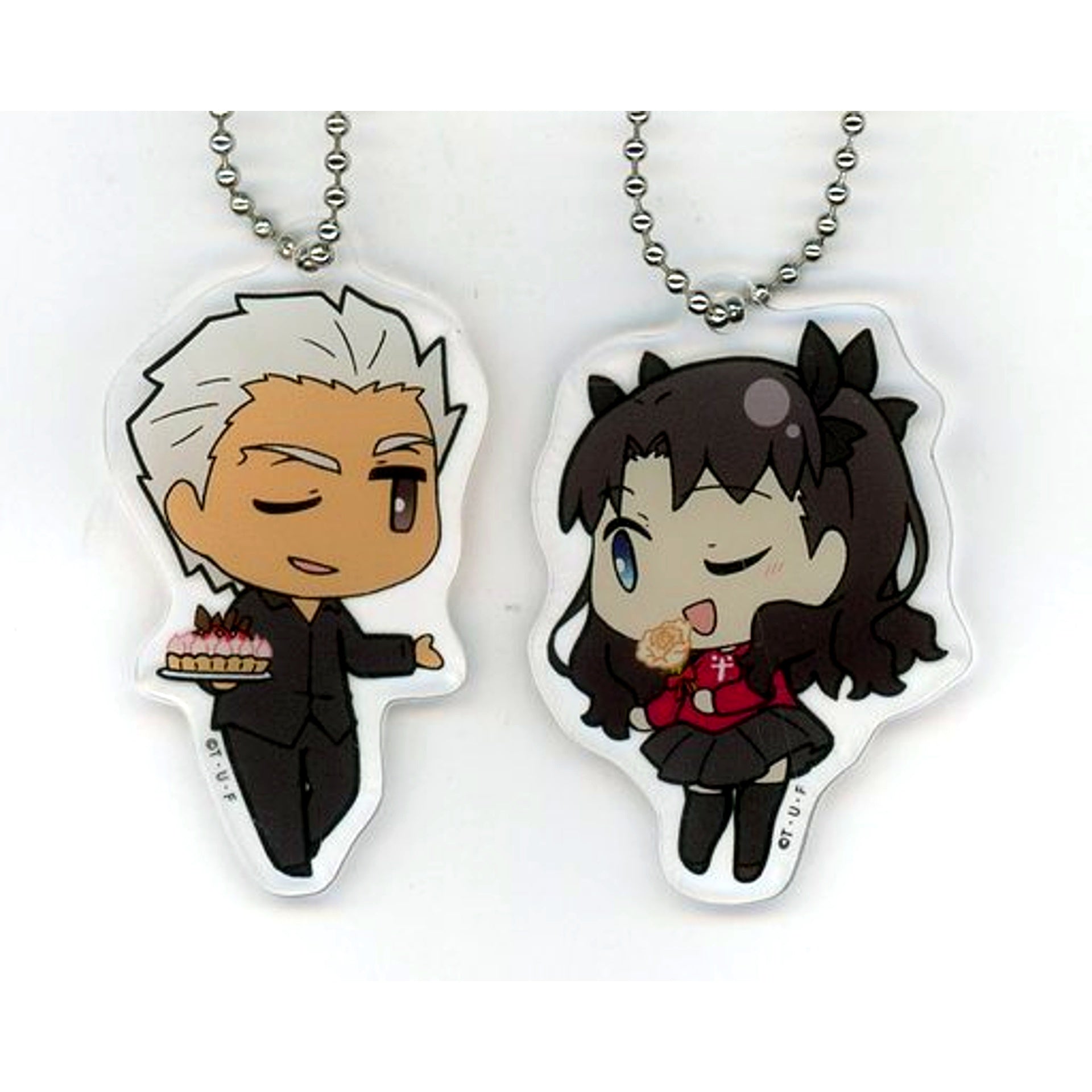 Set of 2 Rin Tohsaka & Archer Fate/stay night Heaven's Feel SD Acrylic Charm Set Rin Tohsaka 2019 Birthday Goods [USED]