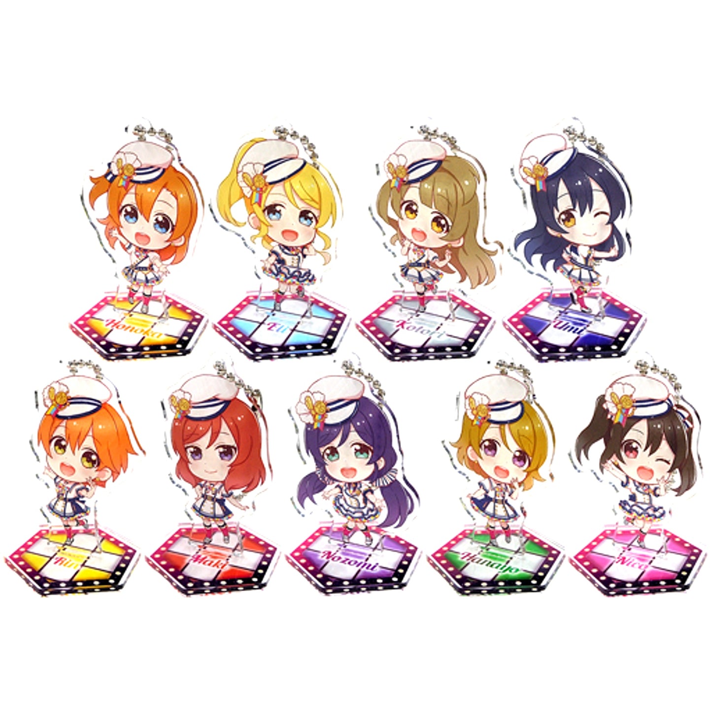 Set of 9 Sega Collabo Cafe Love Live! SIF Series 2021 Deformed Acrylic Keychain with Stand Muse Thanksgiving 2020 ONLINE Deformed [USED]