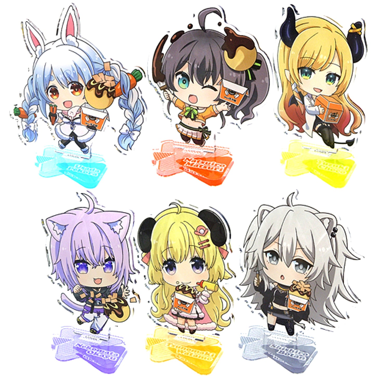 Set of 6 Virtual YouTuber Hololive x Bakudanyakihonpo Trading Acrylic Stand [USED]
