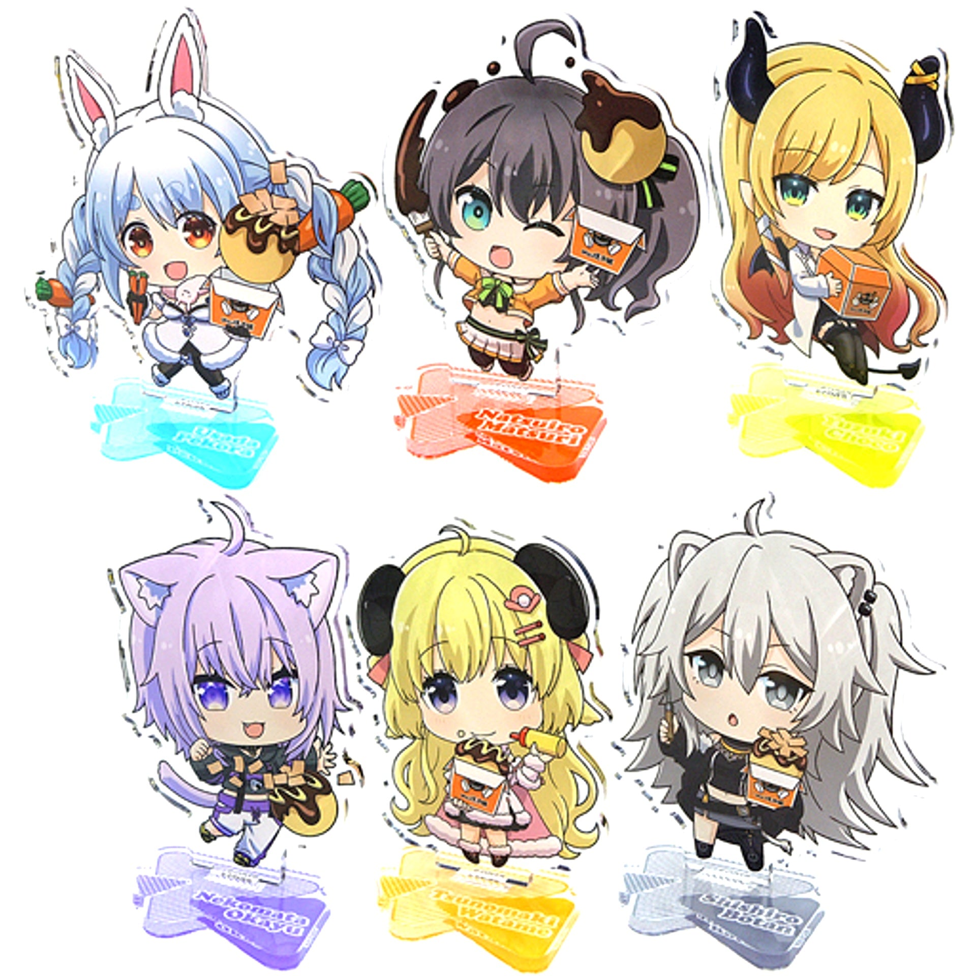 Set of 6 Virtual YouTuber Hololive x Bakudanyakihonpo Trading Acrylic Stand [USED]