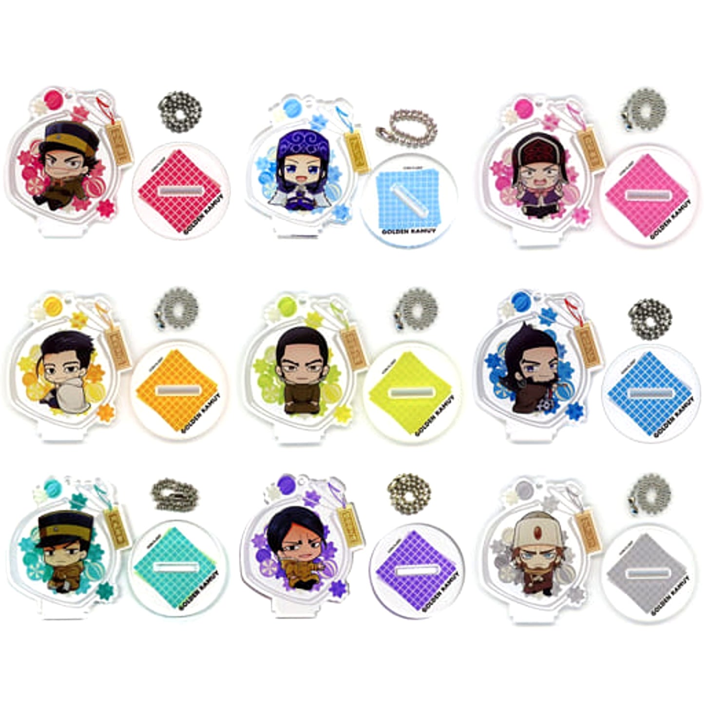 Golden Kamuy Genjiro Tanigaki & Others Trading Acrylic Stand Keychain Japanese Candy All 9 Types Set Keychains [USED]