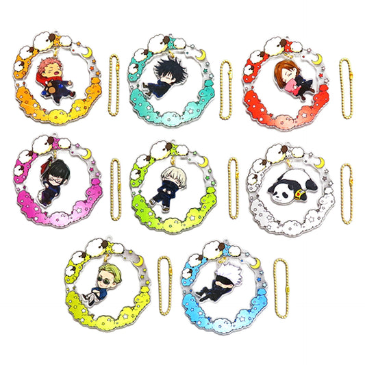 Jujutsu Kaisen Yuji Itadori & Others Yurayura Good Night Acrylic Key Ring All 8 Types Set Keychains [USED]