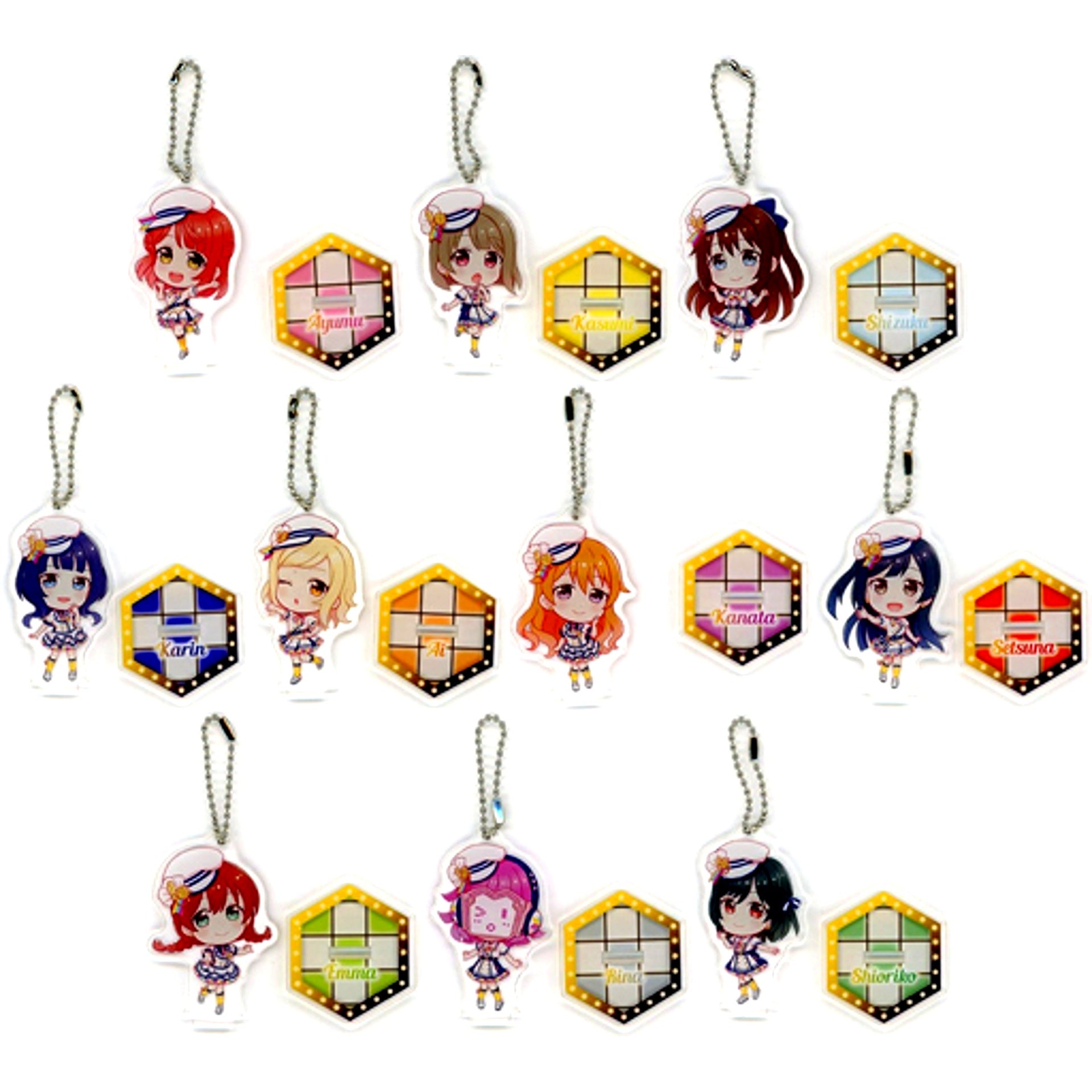 Set of 10 Sega Collabo Cafe Love Live! SIF Series 2021 Deformed Acrylic Keychain with Stand Nijigaku Thanksgiving 2020 ONLINE Deformed [USED]