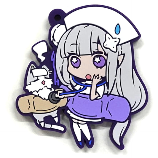 Re:ZERO -Starting Life in Another World- Emilia Pack Nurse Charabanchoukou Rubber Mascot Keychains [USED]