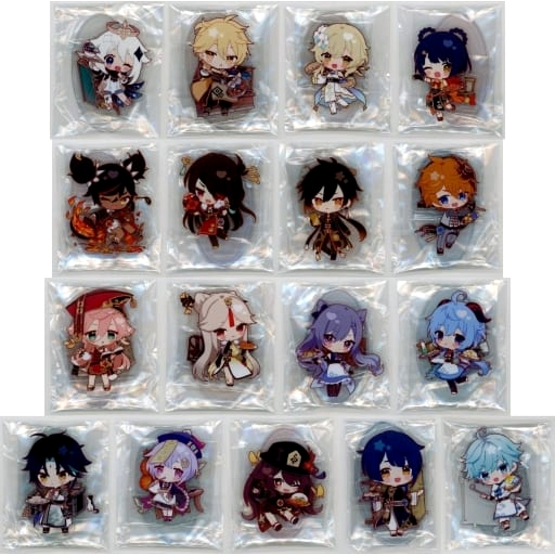 Genshin Paimon & Others All 17 Types Set Chibi Chara Trading Acrylic Keychain Sweets Paradise Ganka Shusan Limited Acrylic Stands [USED]