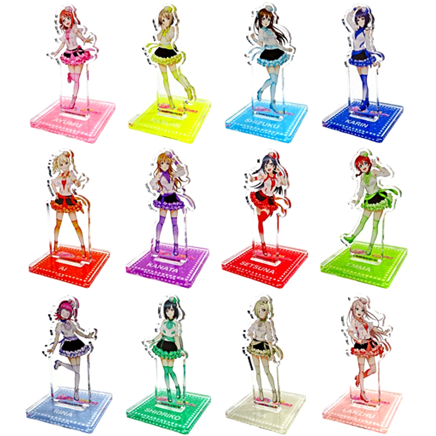 Set of 12 Love Live SIF Series Thanksgiving 2021 Trading Mini Acrylic Stand Nijigasaki High School Idol Club [USED]
