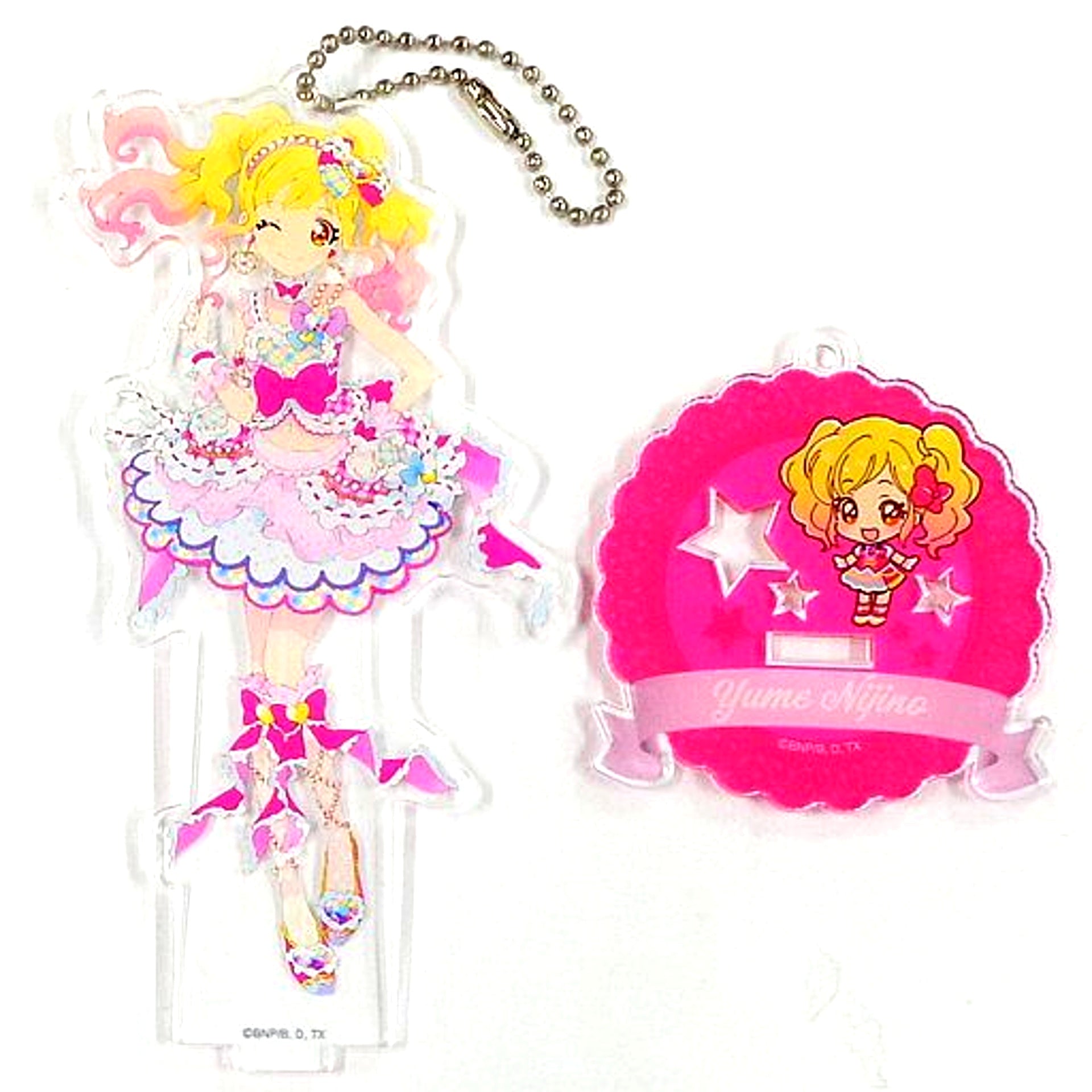 Yume Nijino Ver. BerryParfait PR Acrylic Button Stand Keychain Aikatsu Stars! Aikatsu Friends! and Tezukatsu! Collection [USED]
