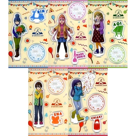 Set of 5 Yuru Camp Acrylic Stand Rin Shima Birthday Kuji Prize [USED]