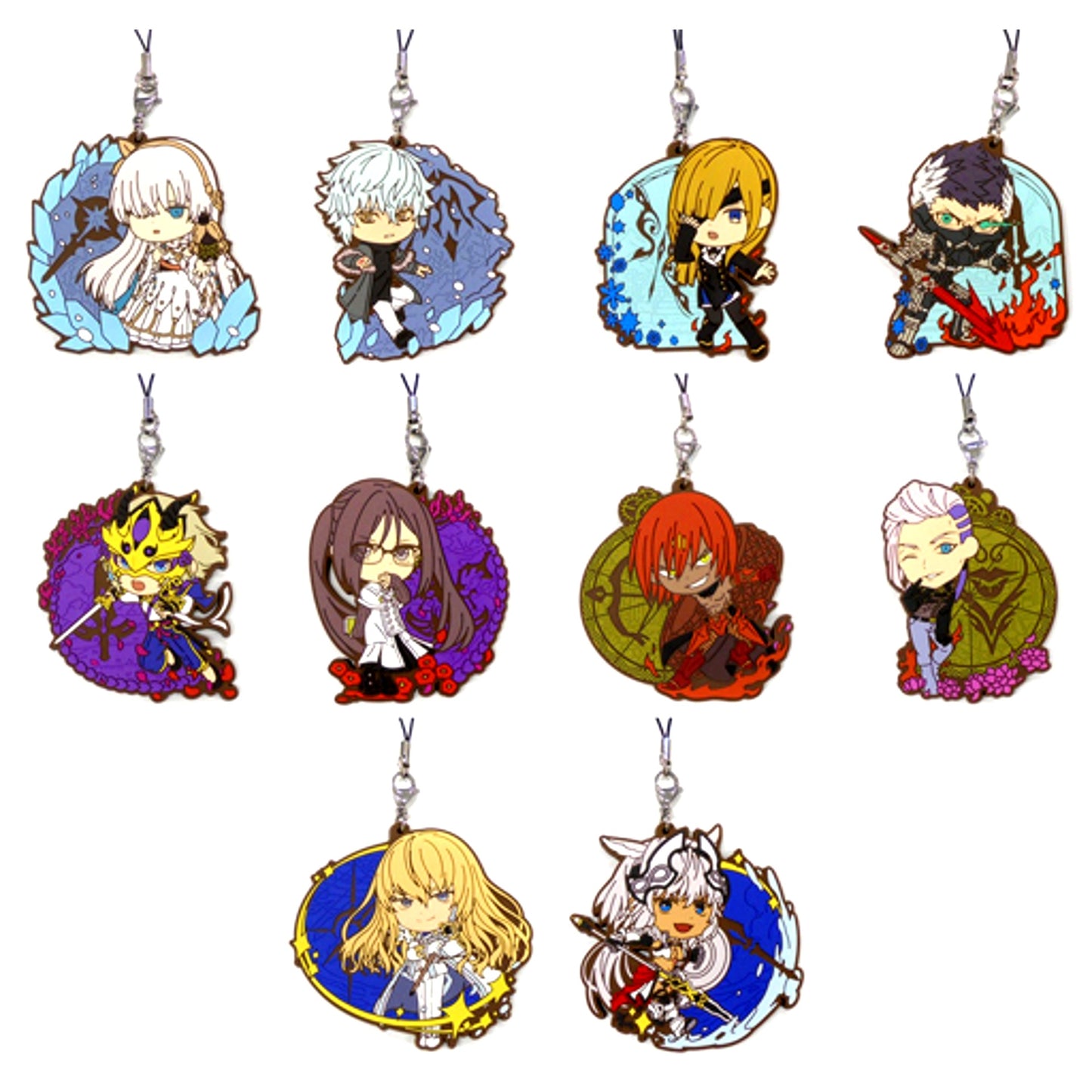 Set of 10 F Prize Rubber Strap Kyun Chara Illustrations Ichiban Kuji Fate/Grand Order Cosmos in the Lostbelt [USED]